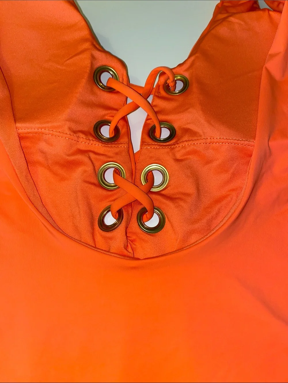 TiniBikini One Piece Lace-Up Swimsuit XL TANGERINE